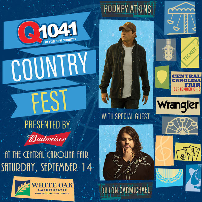 Q104.1 Country Fest: Rodney Atkins & Dillon Carmichael at White Oak Amphitheater